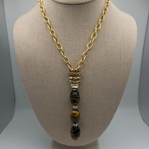 Elegant Gold and Brown Beaded Necklace